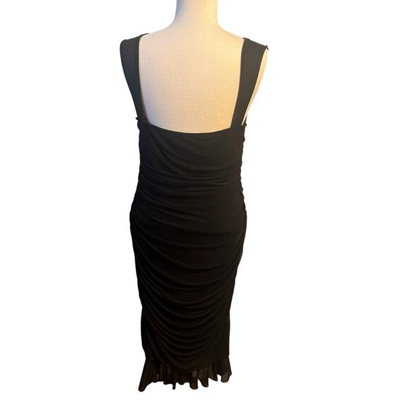 Shein Black Mesh Ruched Bodycon Ruffle Dress Size XL - Picture 4 of 5